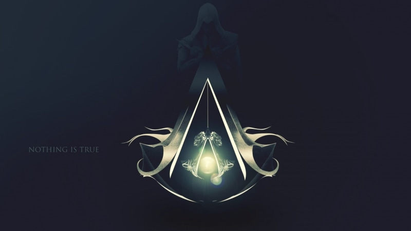 creed, glowing, light, bright, black background, shiny, assassin, close-up, light - natural phenomenon, Assassins Creed, lighting equipment, s