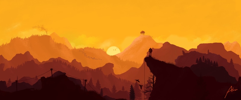 4K, landscape, video games, Firewatch
