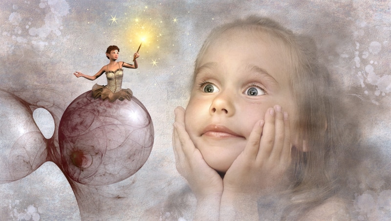 digital composite, view, females, young, girls, fantasy picture, mystical, representation, happy, girl, family, mythical creatures, fantastic, photo montage