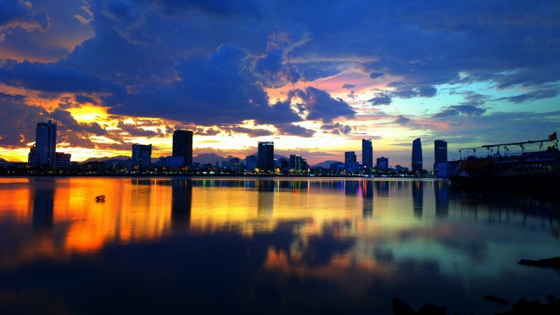 2K, water, photo, Han, City, Night, Lights, nightime, body, River, across, Seoul, Korea, Buildings