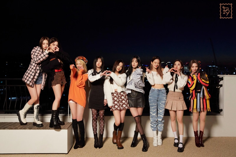 Song Hayoung, Jang Gyuri, Lee Seoyeon, 9 WAY TICKET, 4K, Park Jiwon, short skirt, fromis_9, K-pop, Baek Jiheon, Lee Saerom, Lee Chae Young, dark background