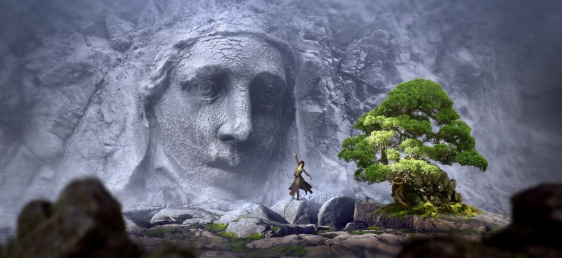 adult, 5K, mood, mysterious, spirituality, art and craft, surreal, dance, fog, tranquility, composing, rock, human representation, creativity, landscape