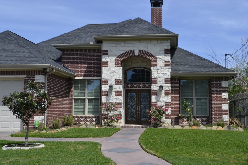 brick house, entrance, gardening, brick, texas, green, architectural, tree, rent, american, housing, building, design, residence, front, luxury, porch