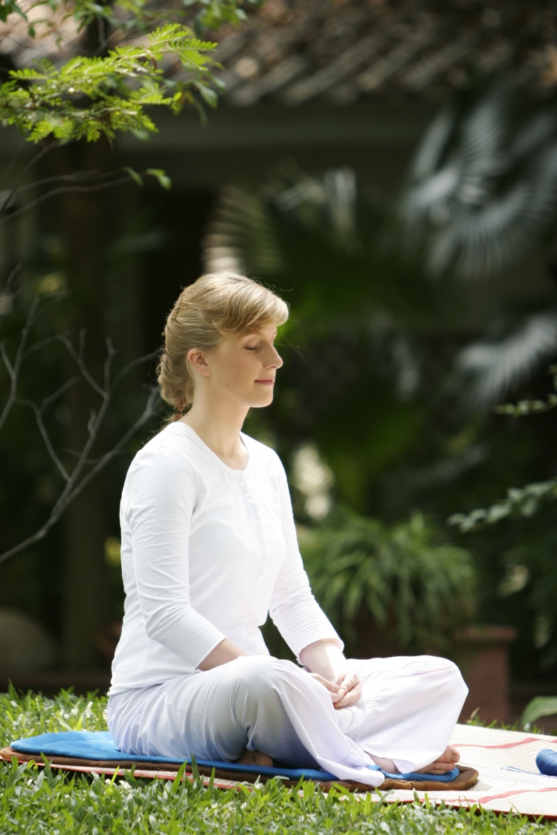 leisure activity, plant, temple, wellbeing, meditating, tranquil Scene, relaxation, buddhist, peace, relaxation Exercise, thailand, women, serene People