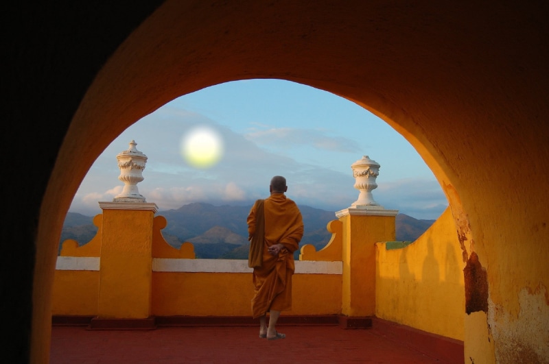 famous Place, rear view, meditate, near, history, landscape, spirituality, person, rest, mountain, daytime, spiritual, relaxation, inner calm, serenity