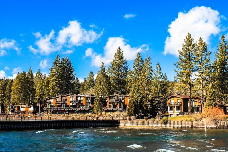romantic, building, tree, city, day, calm, lake tahoe, brown, beach, blue, america, nevada, relaxation, landscape, woods, rocks, reflection, no people