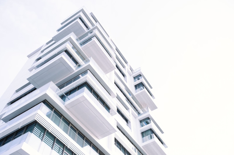 building, studio shot, minimalist, design, architecture, glass - material, silver colored, white background, residential district, facade, white, housing