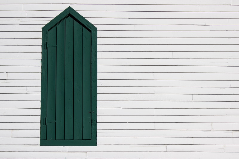 house, no people, closed, white color, wall, wood grain, green, building exterior, shutter, protection, home, symmetry, day, art, wooden, wall - building feature