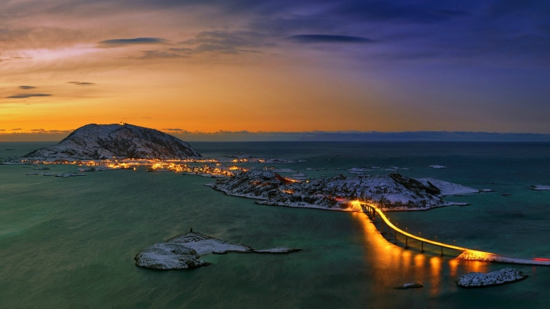 Tromsø Bridge, beauty in nature, winter, horizon over water, bridge, cloud - sky, town, gray, transportation, city, scenics - nature, night, travel destinations