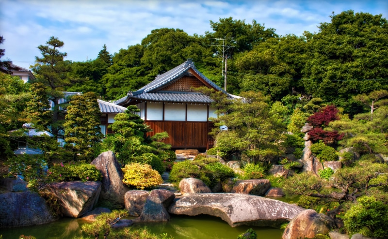 building exterior, formal garden, Japan, growth, Japanese Garden, mikawa betsuin, Asia, rock, Photomatix Pro, Chubu, temples, forest, Aichi Prefecture