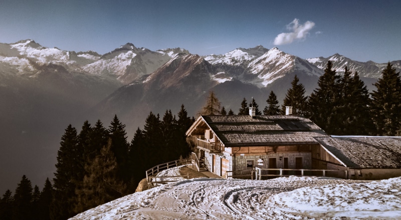 winter, architecture, mountain Range, scenics, beauty In Nature, tree, no people, mountains, trees, tranquil Scene, 2K, daytime, mountain Peak, pine tree