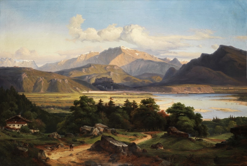 art, environment, forest, artistry, tranquil scene, scenics, painting, plant, beauty in nature, clouds, mountains, lake, nature, body of water, body, trees