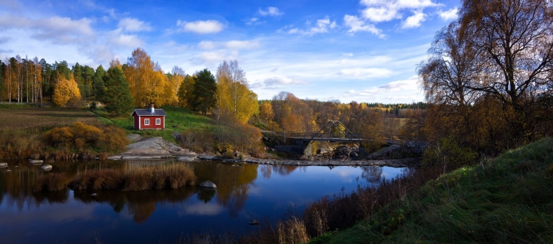 scenics, baltic countries, plant, tranquil Scene, Landscape, finland, leaf, Autumn, scenery, green, natural, light, architecture, wood, foliage, bridge