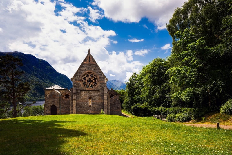 tree, landscape, scotland, built structure, building, no people, churn, woods, day, belief, landmark, hdr, trees, architecture, rural, nature, scenic, history