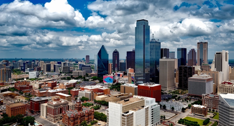 cityscape, dallas, skyline, residential district, financial district, cities, downtown, urban, city, high, built structure, daytime, panorama, clouds, tall - high