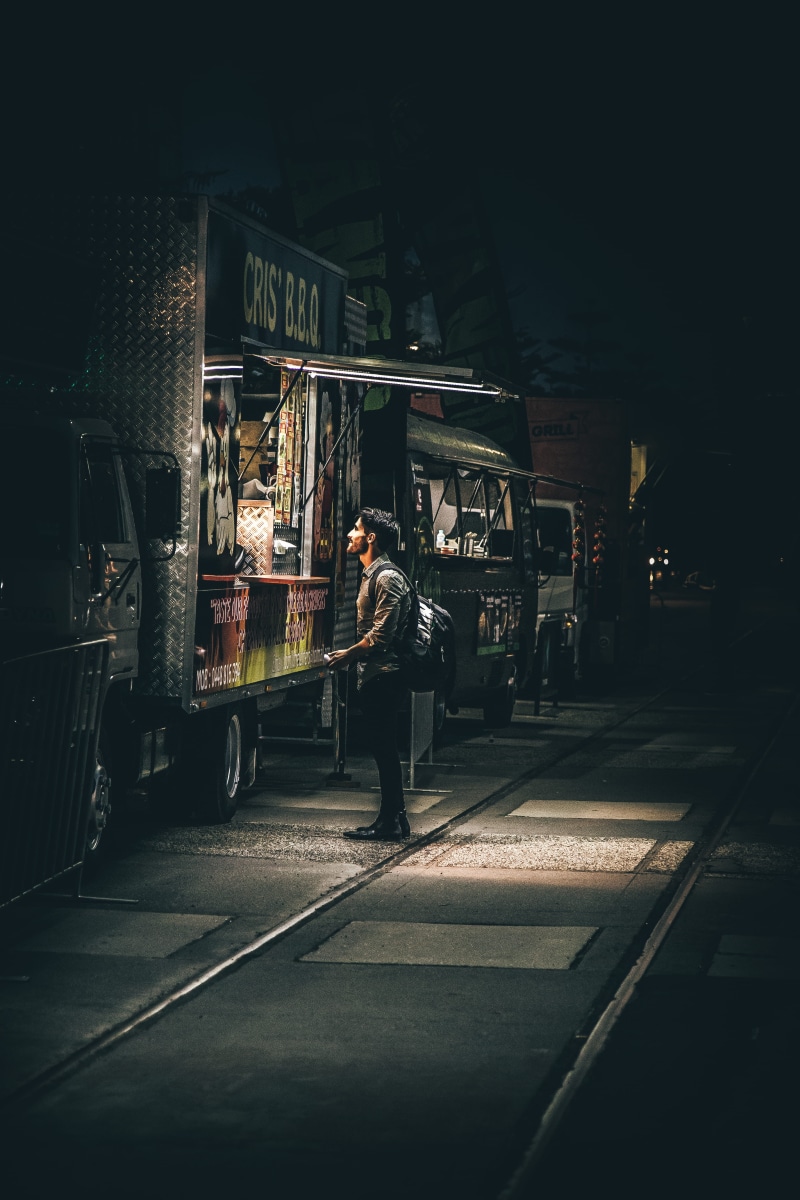 illuminated, shirt, rail transportation, people, travel, road, near, standing, car, land vehicle, b, backpack, truck, night, street photography, mode of Transport