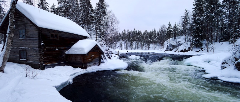 season, cold - Temperature, winter, wooden, kuusamo, ice, karhunkierros, finland, river, house, nature, cabin, cabin house, landscape, oulanka  national park