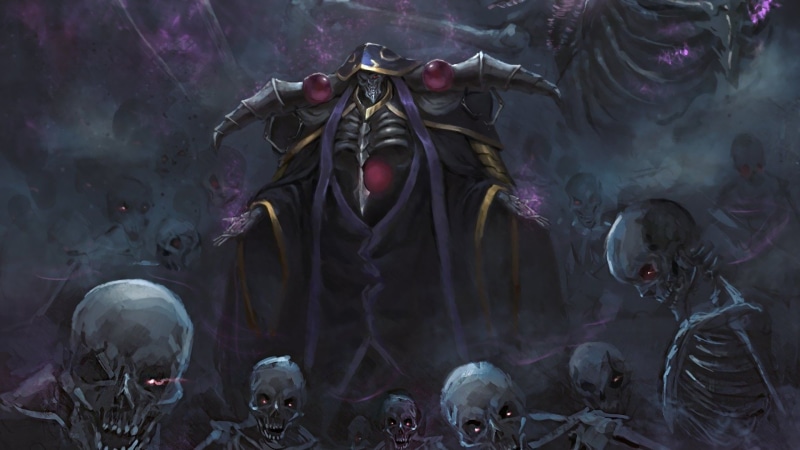 male likeness, Overlord, spooky, representation, horror, spirituality, human skeleton, day, architecture, religion, Anime, 1080P, art and craft, human representation