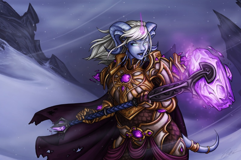 Yrel, artwork, World of Warcraft, draenei, fantasy art, 2K