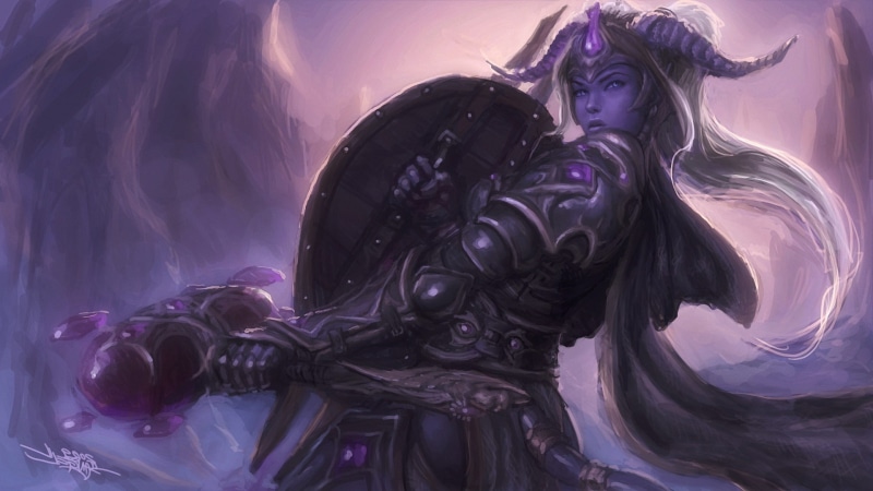 adult, art and craft, clothing, sculpture, arts culture and entertainment, statue, human representation, indoors, horns, night, representation, world of warcraft