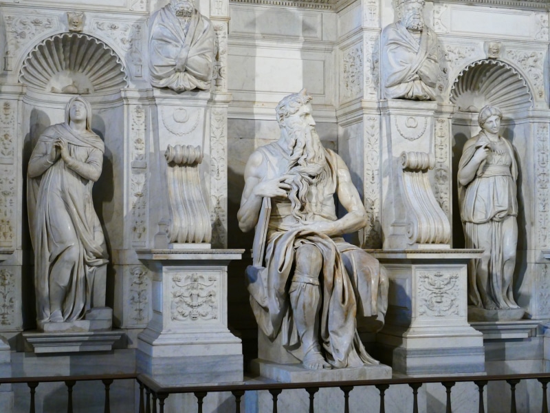building, san pietro in vincoli, statue, carving - craft product, creativity, sculpture, built structure, pope julius ii, craft, moses, male likeness, famous Place