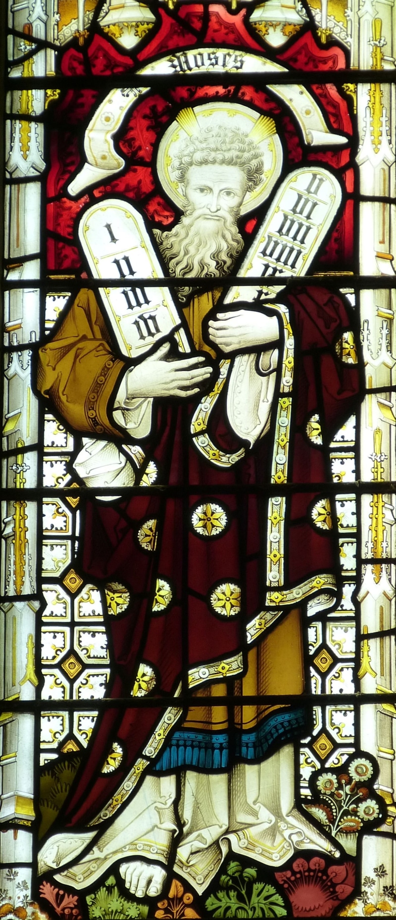 church, male likeness, creativity, representation, decor, glass, female likeness, architecture, ten commandments, human representation, day, stained glass window