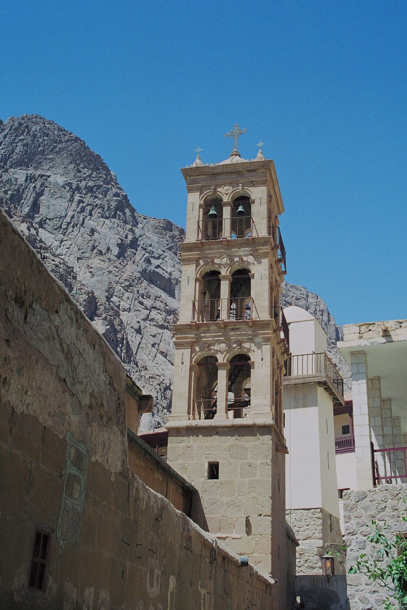 st catherines monastery, sky, low angle view, building, clear sky, 2K, moses mountain, monastery, egypt, minaret of the mosque, mount sinai, nature, sinai