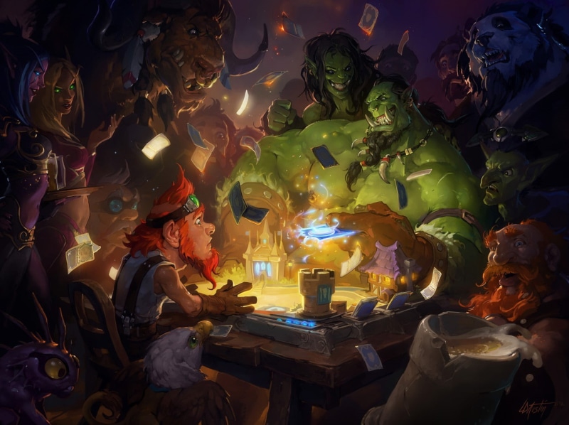 burning, Blizzard Entertainment, religion, illuminated, Hearthstone, fire - natural phenomenon, table, concept art, abundance, real people, nature, artwork