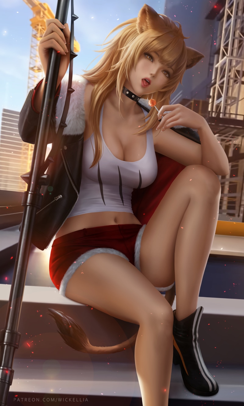 5K, fan art, artwork, portrait display, belly, thighs, Arknights, digital art, Siege(Arknights), drawing, legs, illustration, Wickellia