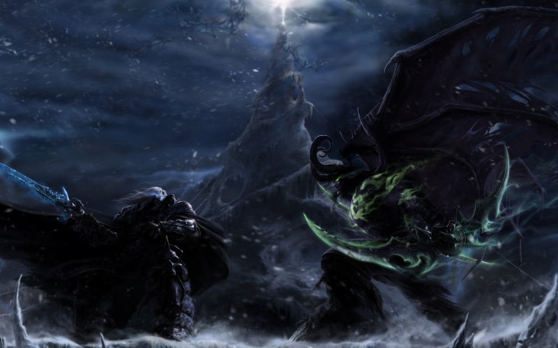 Frozen Throne, 2K, vs, batlle, illidan, fight, arthas, Warcraft III