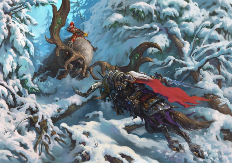 Diablo III, outdoors, marine, high angle view, ride, land, vertebrate, sea, nature, 1080P, water, two, animal themes, winter, day, men, painting, beauty in nature