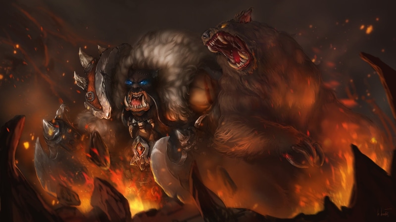by Karolina Kardaś, Figure, Fiction, 1080P, The game, Misha, North Kardaś, WarCraft, Warcraft III, Rexxar, Blizzard, Orc, Rexxar and Misha, Art
