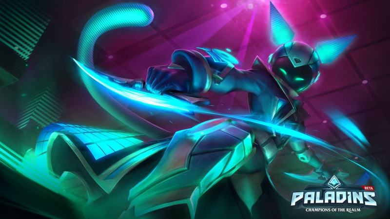 1080P, video game art, digital art, tail, knives, video game girls, video games, futuristic, Maeve (Paladins), knife, Paladins: Champions of the Realm