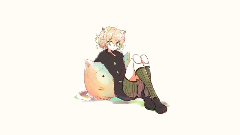 sitting, adult, Neferpitou, shoe, studio shot, illustration, contemplation, fashion, blond hair, one person, clothing, hunter, females, copy space, hair