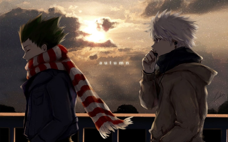 720P, Hunter x Hunter, sky, closed eyes, anime, Gon