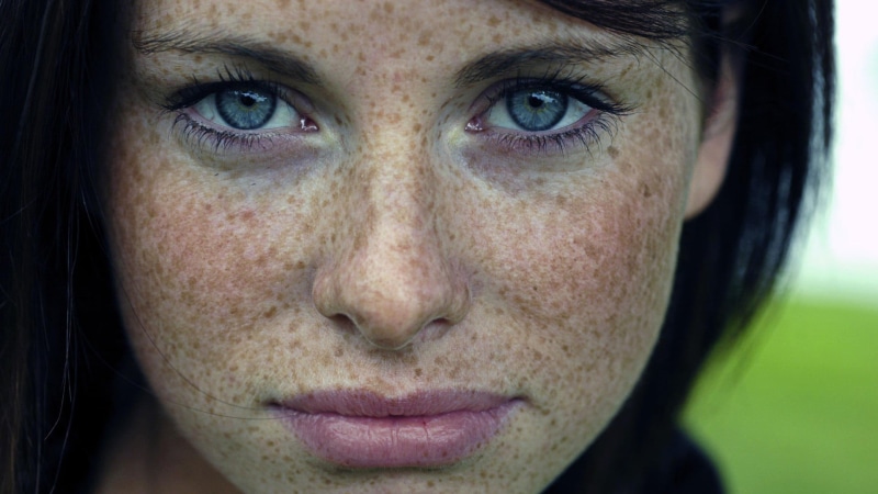 blue eyes, females, young adult, beautiful woman, adult, close-up, contemplation, human body part, freckle, s, closeup, human face, hairstyle, headshot