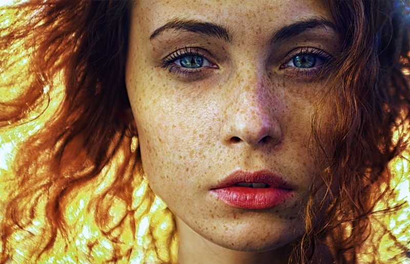 face, model, 1080P, freckles, blue eyes, women, looking at viewer, portrait