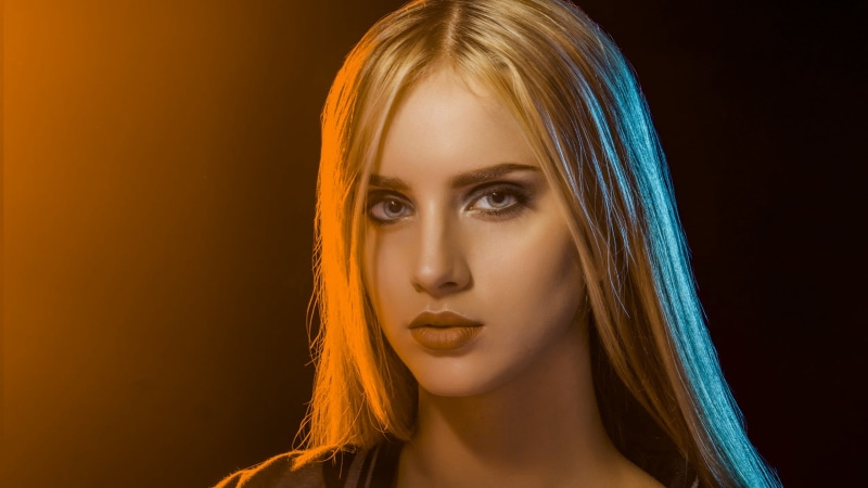 blonde, fashion, studio shot, black background, hair, young adult, indoors, adult, women, hairstyle, beauty, human hair, 2K, simple background, human face
