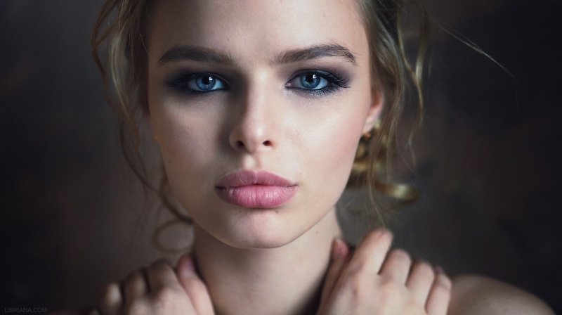face, portrait, women, 1080P, blue eyes, blonde, juicy lips