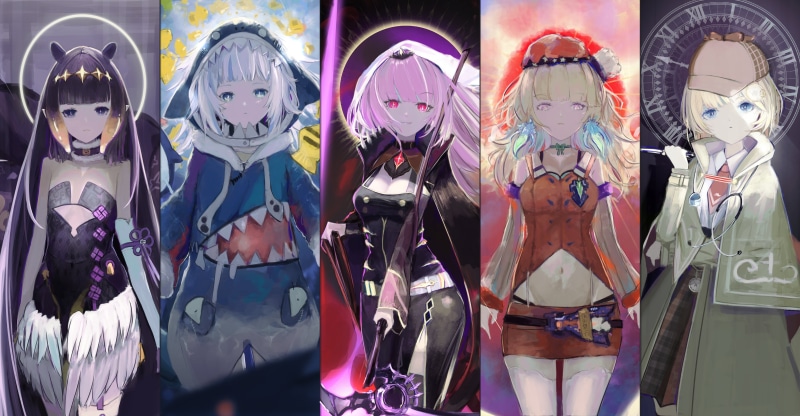 Ninomae Inanis, Hololive, Gawr Gura, Watson Amelia, Takanashi Kiara, Kisaragi Pana, 5K, Mori Calliope, anime girls