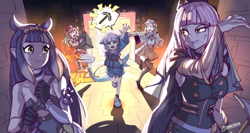 1080P, Mori Calliope, Gawr Gura, Takanashi Kiara, Ina, Hololive, Watson Amelia