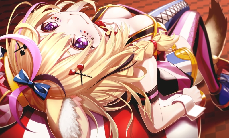 purple eyes, blonde, Hololive, 1080P
