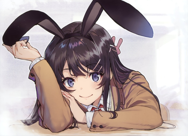 2K, Animal Ears, Blue Eyes, Mai Sakurajima, Rascal Does Not Dream of Bunny Girl Senpai, Anime
