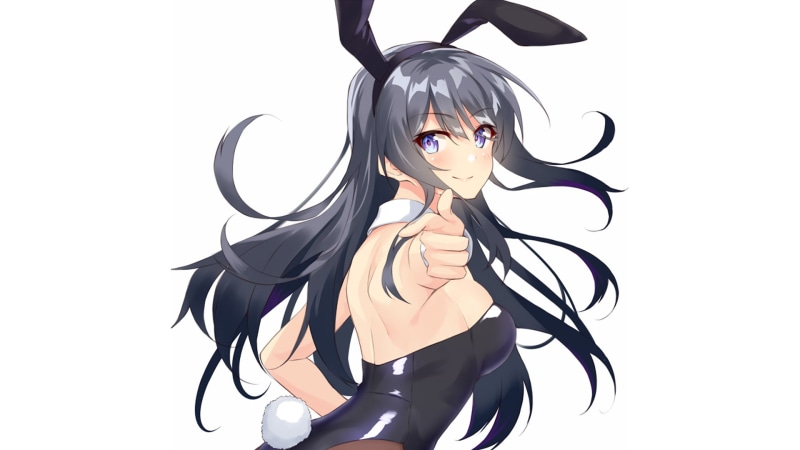 Bunny Ears, Anime, Mai Sakurajima, Black Hair, 1080P, Rascal Does Not Dream of Bunny Girl Senpai