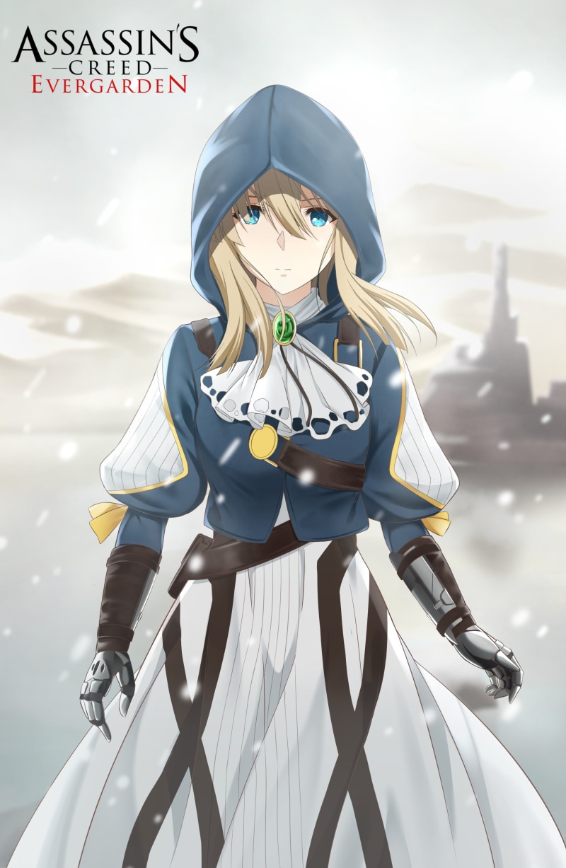 Assassins Creed, 2K, blue eyes, Violet Evergarden, anime girls, blonde