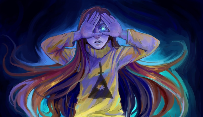 fantasy girl, Fantasy, illuminati, shiny eye, 2K, triangle