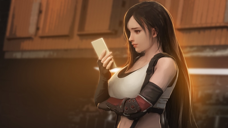 artwork, black hair, video games, video game characters, drawing, Final Fantasy VII, Final Fantasy, video game girls, 5K, long hair, Firolian, digital art