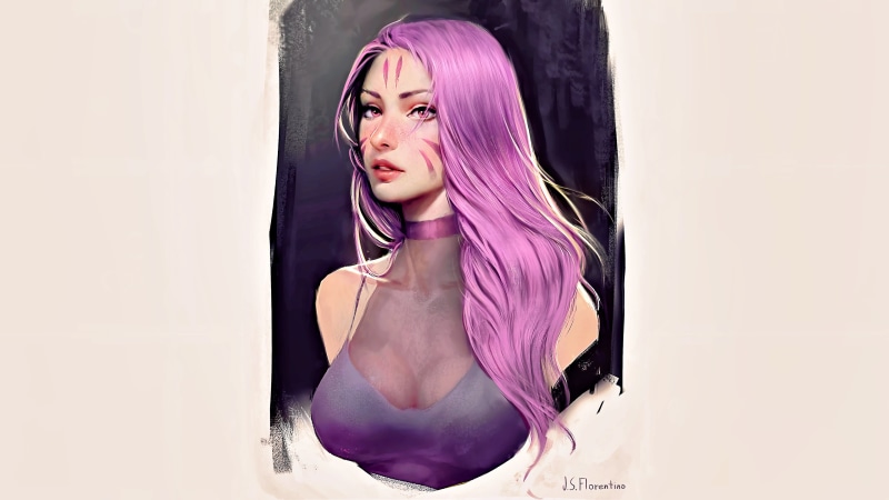 concept art, portrait, face, side view, long hair, digital art, fan art, fantasy girl, artwork, women, science fiction, 3D, 4K, CGI, realistic, fantasy art