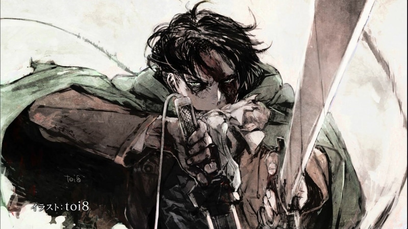 camouflage clothing, uniform, armed forces, Levi Ackerman, indoors, weapon, dirty, hair, 1080P, day, men, spooky, military, anime, one person, work helmet