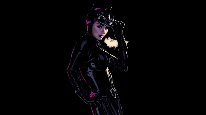 hairstyle, young women, DC Comics, indoors, standing, looking at camera, lifestyles, Catwoman, studio shot, clothing, 1080P, young adult, portrait, dark